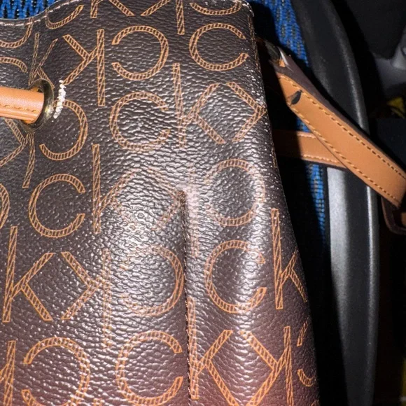Calvin Klein monogram bucket bag *** Needs some love!! Look at pics!!!! REHAB - Picture 11 of 15
